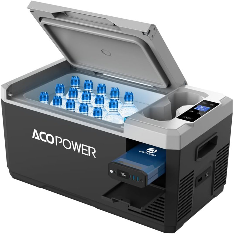 ACOPOWER Portable Refrigerator with Battery, 19Qt Car Freezer,12V,45W Low Noise Cooler for RV, Boat-1 Year Warranty