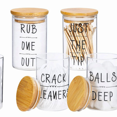 EcoBreeze Bamboo Lid Qtip & Cotton Ball Dispenser Set