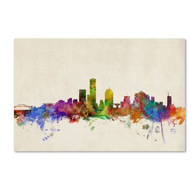 « milwaukee aquarelle horizon » par michael tompsett, impression sur toile tendue
