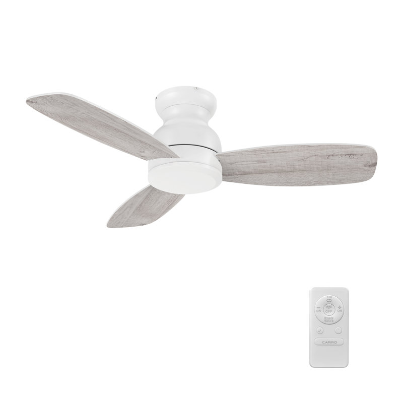 44"  3 - Blade DC Motor Ceiling Fan Remote Control, without Light, White/Gray