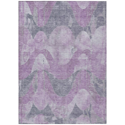 Machine Washable Indoor/Outdoor Xhevrie Lavender Rug