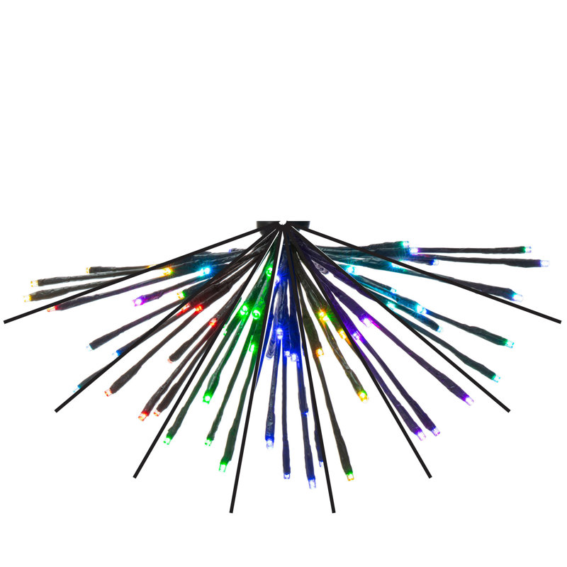  80Lt x 16" Remote Controlled RGB-Warm White Black Starburst with 5mm LED Wide Angle Lights with 13' Lead Wire and 24Volt cUL Memory Power Adapter Plug, Indoor/Outdoor Use. 9.6 Watts, Remote will Control up to 100Watts up to 100' Away.