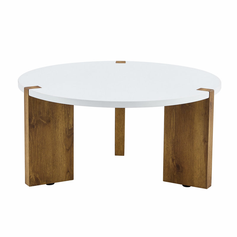 Minimalist Circular MDF Material Coffee Table with Unique Embedded Design and Three - Leg Support for Stable and Practical Home Use