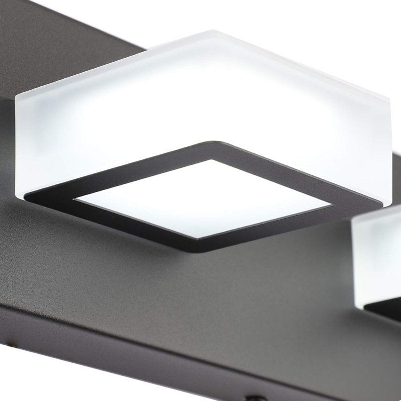 Luminaires de salle de bain à DEL modernes et noirs à 3 lumières en acrylique