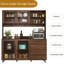 Armoire de cuisine de 63 po de largeur avec portes en verre, tiroirs et tablette à micro-ondes - rangement en noyer-116861021