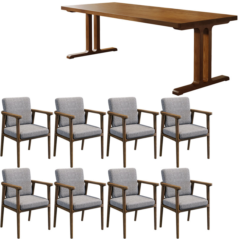 Simple light luxury solid wood table set, 29.5”H x 86.6”L x 35.4”W