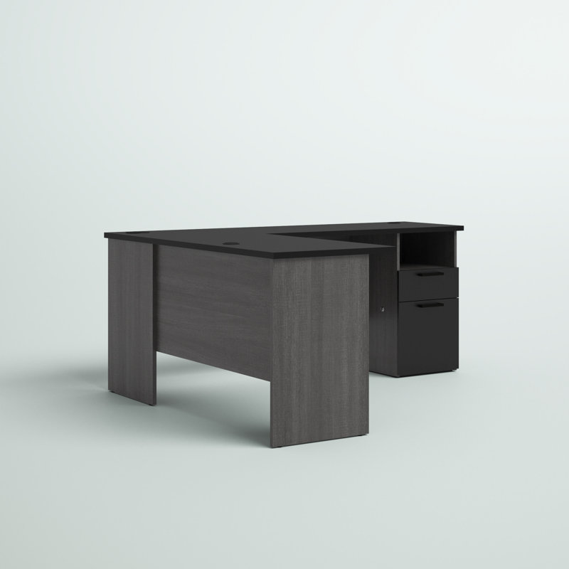 Bureau en L Ocke, Noir / gris écorce