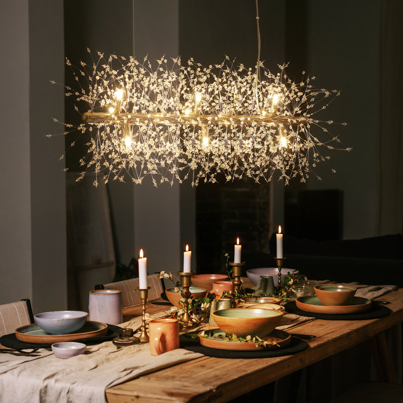 Dandelion 9 - Light Dandelion Starburst Sunburst Ceiling Lighting Kitchen Island Linear Pendant, Gold