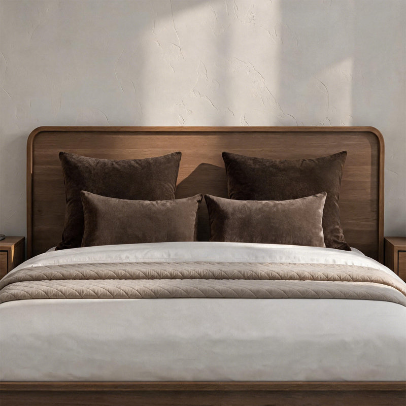Ensemble de coussin lombaire en velours 12 po x 20 po, coussin décoratif doux, Dark Coffee, Pillow Cover & Insert