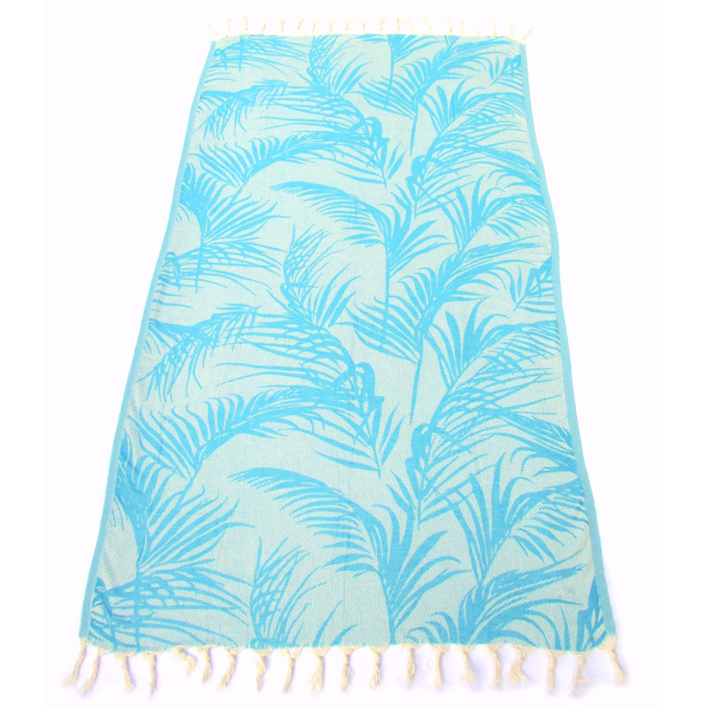 Jungle Turkish Cotton Jacquard Beach Towel, Light Blue