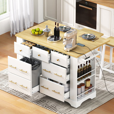 Kitchen Island with 6 Drawers