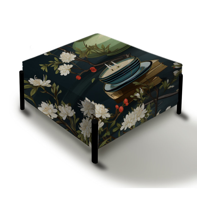 Serene Tea Cerémonie - Grand repose-pieds carré chinois
