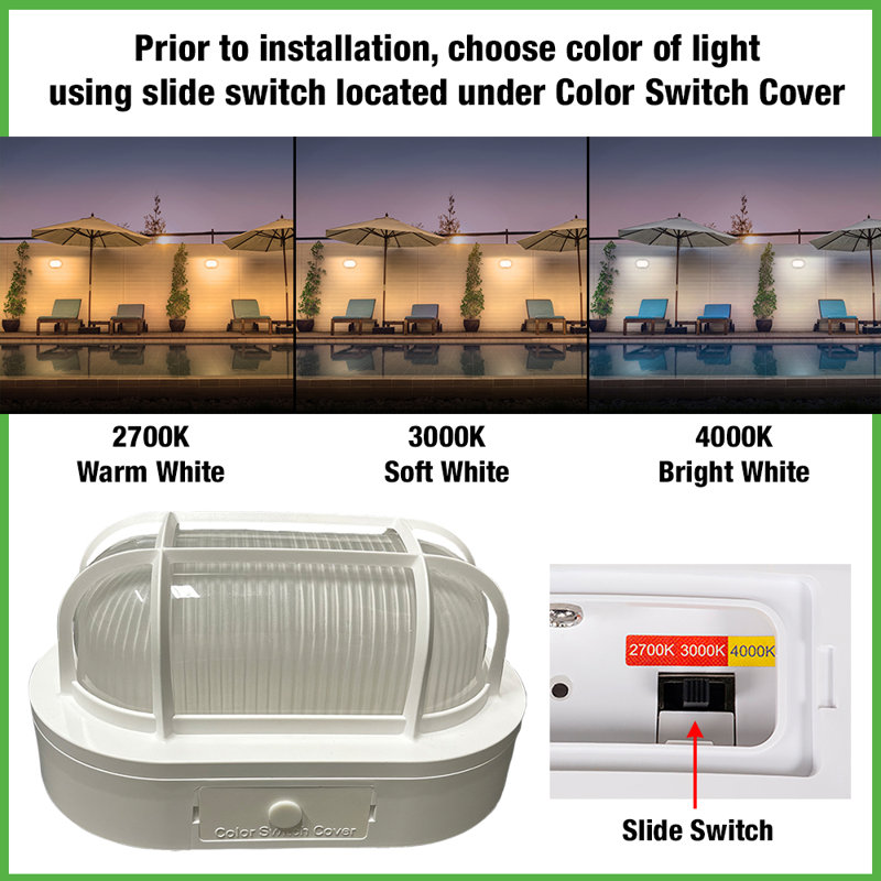 8.5in White Frosted Glass LED Bulkhead Light