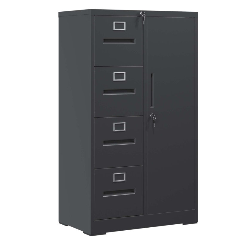 Classeur en métal durable avec serrure, 4 tiroirs et 1 porte, idéal pour la maison et le bureau