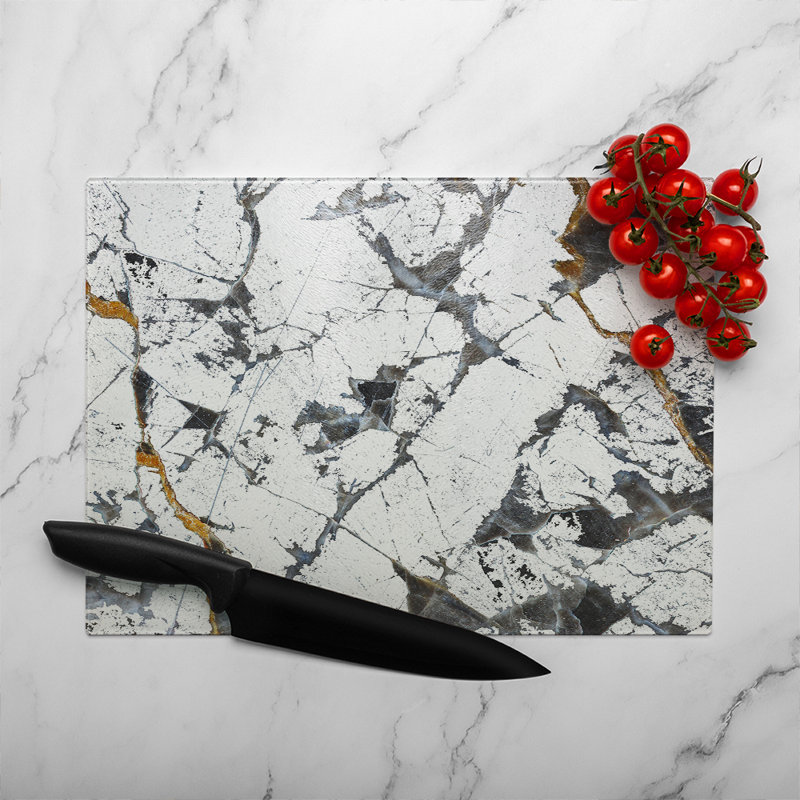 Marble Glass Chopping Board, 40cm L x 28cm W