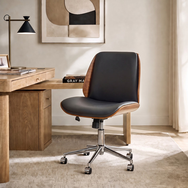 Chaise de bureau inclinable Oswina Ember, Similicuir noir
