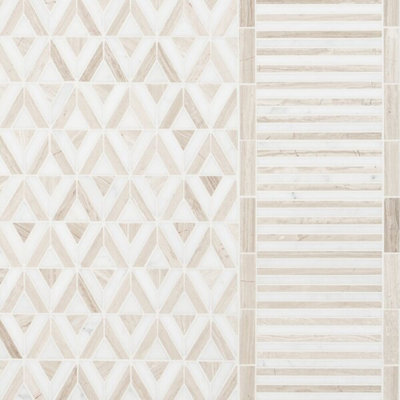 Monroe Border Asian Statuary And 7.87X8.30 Marble Mosaic Tile