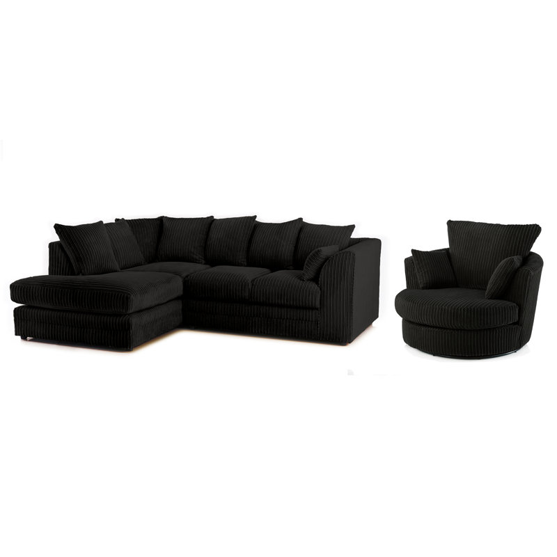 Moana 2 - Piece Living Room Set, Black, Left Hand