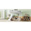 Lit mezzanine haut avec escalier, tablettes de rangement et garde-robe, lit double en métal blanc, espace de couchage pour les adolescents