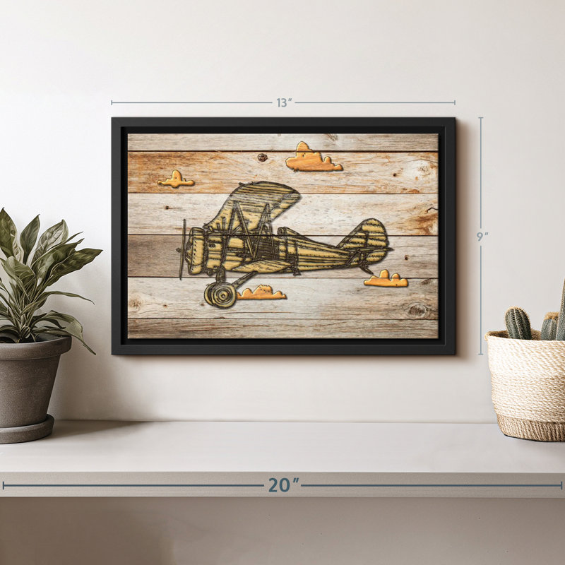 Caricature d'un avion sur toile, H 9 po x l 13 po