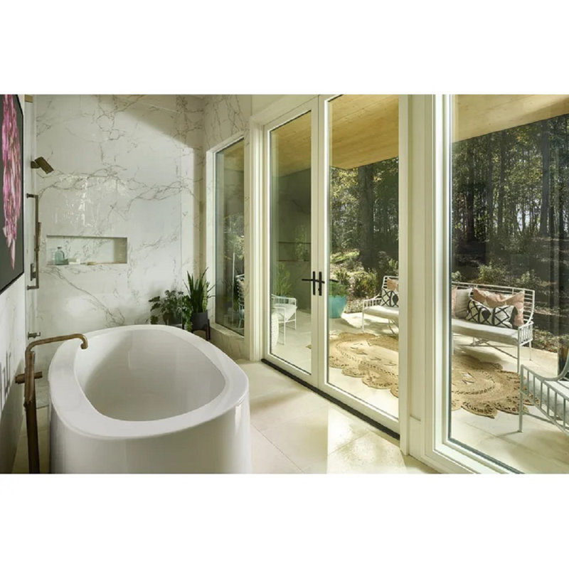 Rodin 72'' L Freestanding Soaking Bathtub, Satin Chrome, Glossy White