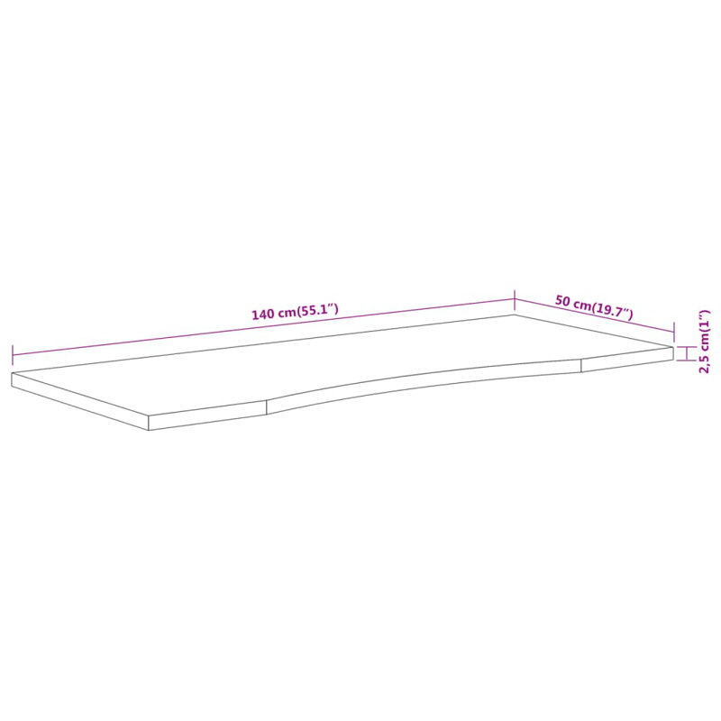 Starkes Desk Table Top, 2.5cm  H  x  140cm  W  x  50 cmD