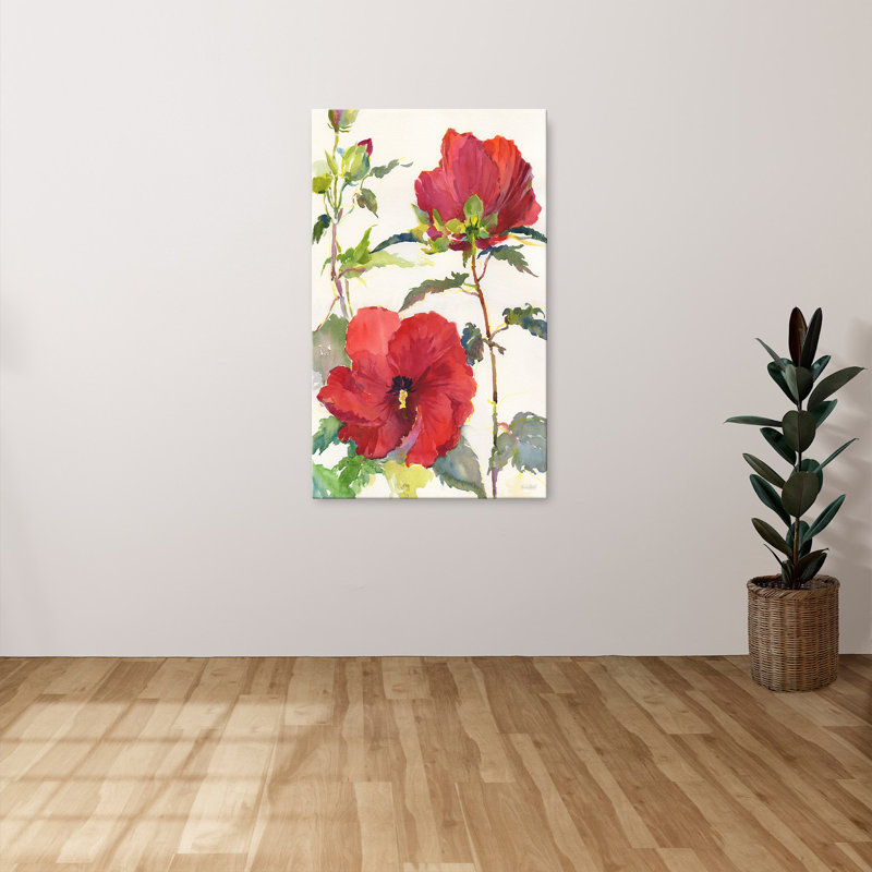 "Hibiscus Glow II" par Theresa Heidel, reproduction sur toile, H 60 po x l 36 po x P 1,5 po