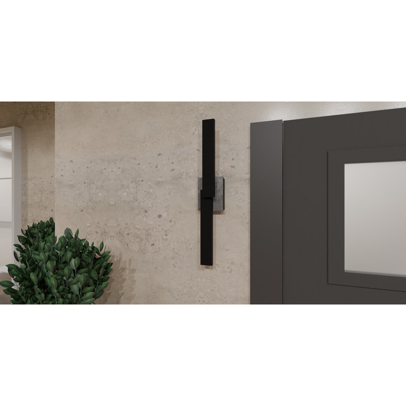 Nahshu Integrated LED Earth Black Outdoor Wall Lantern, 24" H x 4.5" W x 3.5" D