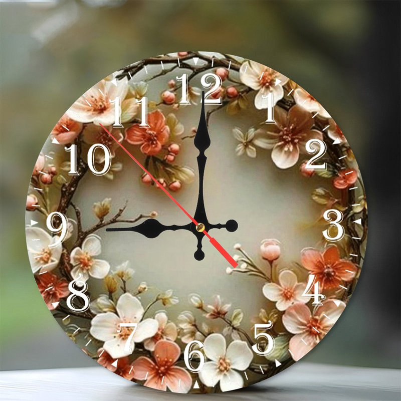 Horloge murale en bois 10 po, mouvement silencieux, à piles (piles AA non incluses), décor artistique, parfait pour les décorations