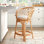 Tabouret de comptoir pivotant en bois massif H 35 po Aamani avec dossier en treillis et pieds pour la cuisine ou le bar à la maison