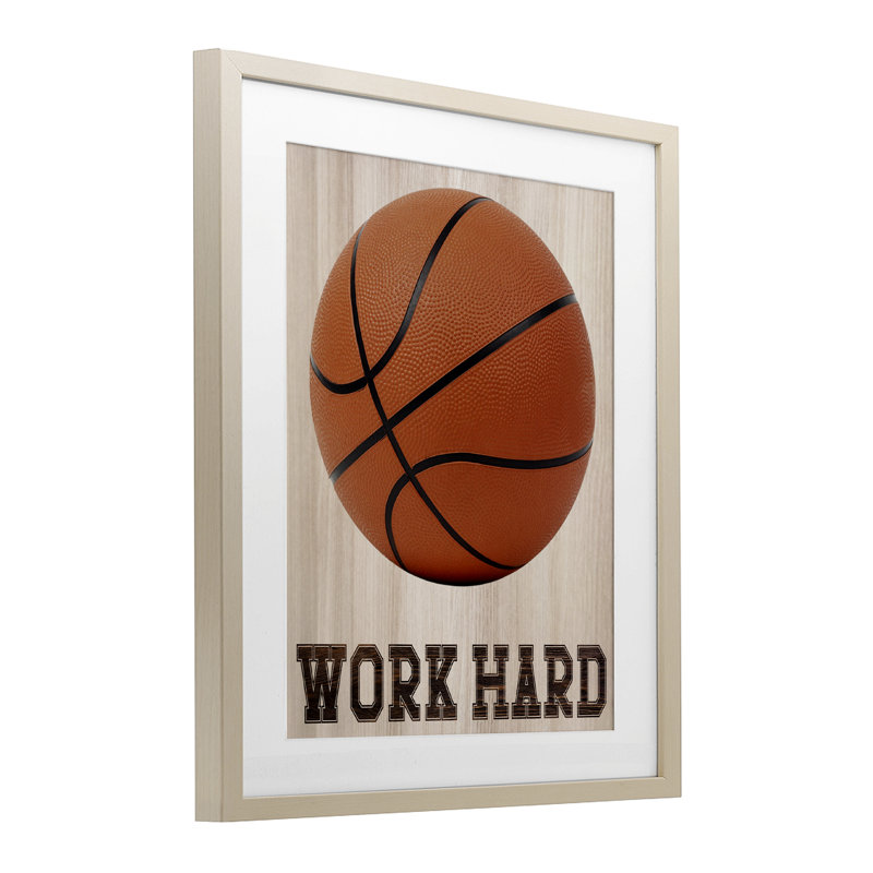Work Work Basketball, reproduction encadrée sous verre, conception de Marcus Prime, H 21 po x l 17 po