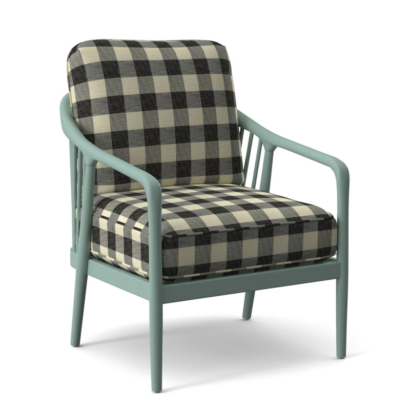 Fauteuil l 23 po Guinevere, Gros carreaux noirs; 0120-81, Nickel