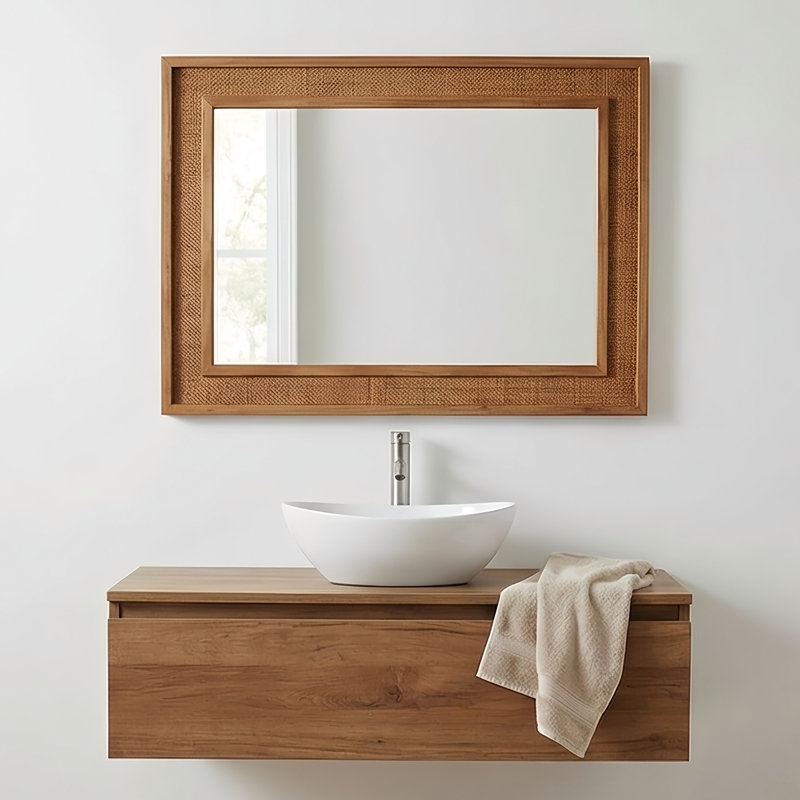 Miroir décoratif rectangulaire, 30" H x 20" W, Yellowish Brown