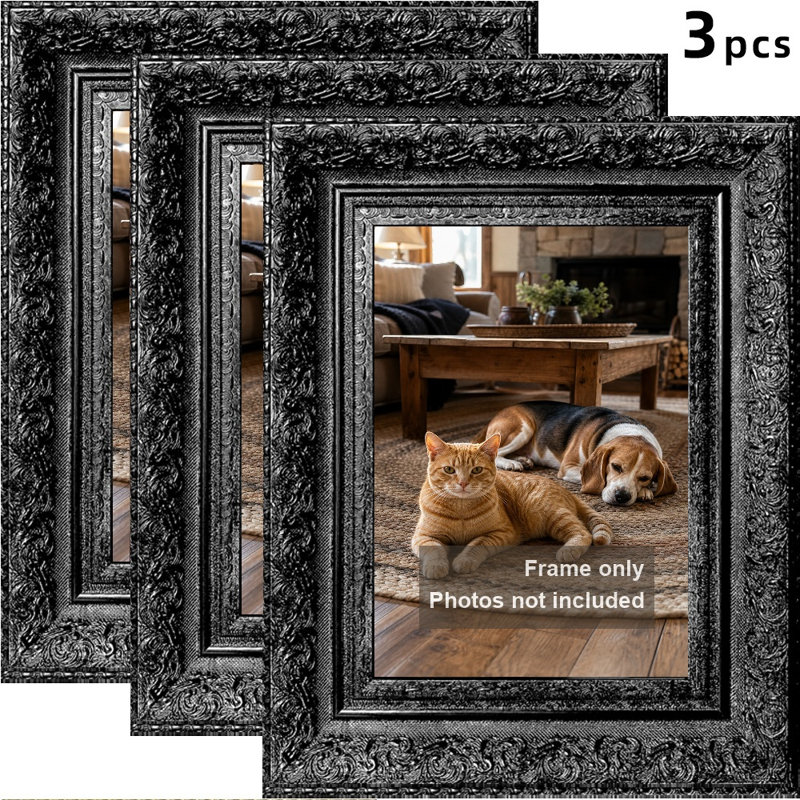 Cadre photo mural 3 pièces 5 "x 7" noir avec mémoire de voyage