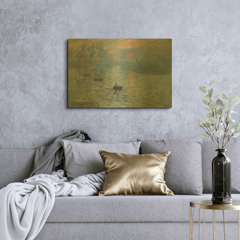 «Impression, lever de soleil» par Claude Monet, art mural en métal doré, 36 po x 24 po, 36 po x 24 po