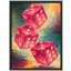 Abstract Dice Framed Wall Art Prints - Red dice with vibrant background, for game room-125212182-125212186