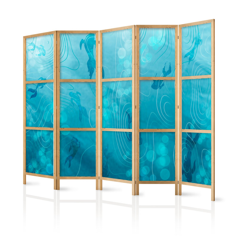 171cm H Solid Wood Folding Room Divider, 171cm H x 225cm W x 1.2cm D, 5