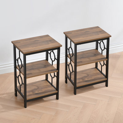 3-Tier Nightstand (Set of 2) – Available in Black, Gold, and White Finishes
