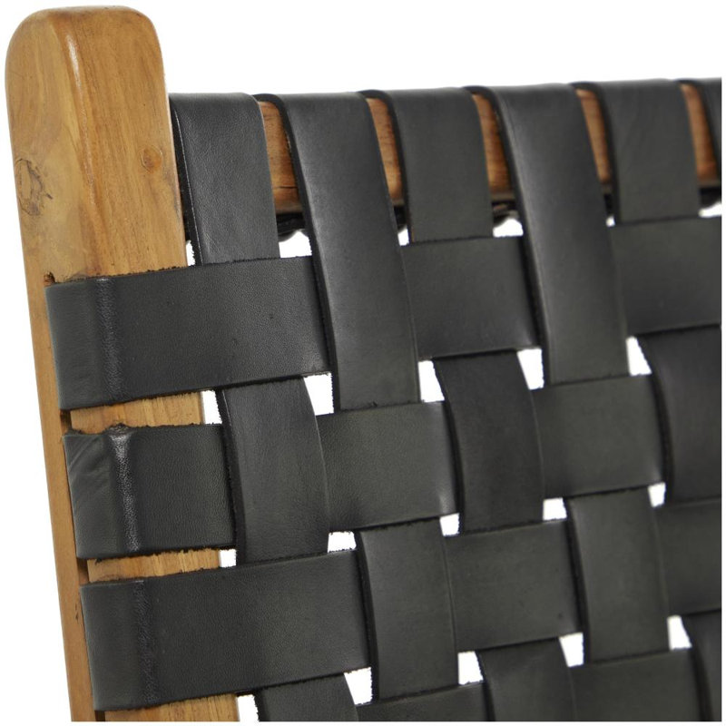 Chaise d'appoint en cuir véritable Markus, Noir / brun