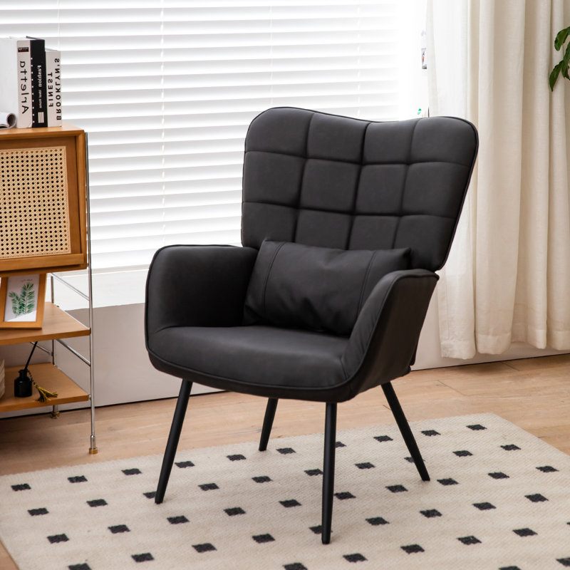 Fauteuil moderne confortable avec des pieds en métal robustes et un rembourrage doux pour diverses pièces, Noir 1