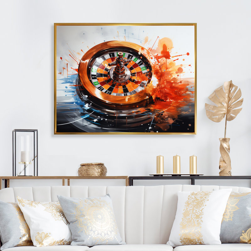 " Casino Royale Roulette II ", Gold Floater Framed, 34" H x 44" W x 1.5" D