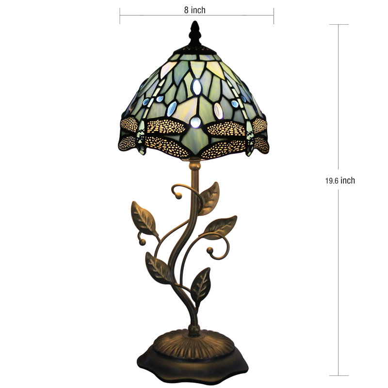 Petite lampe de table en verre teinté bleu mer Tiffany