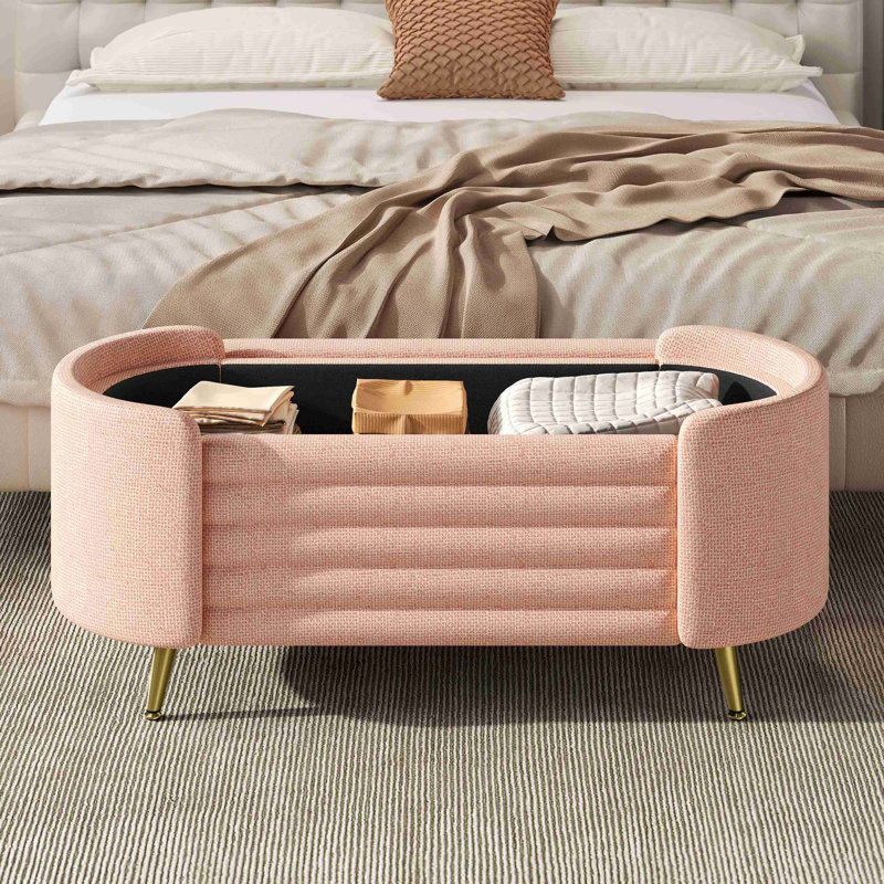 Repose-pieds moderne avec rangement et repose-pieds, Rose