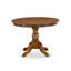 L'ensemble de salle à manger 3 pièces comprend une table de salle à manger ronde avec piédestal et 2 chaises Parson revêtues de tissu de lin, acajou-1998732275-1998732285-1998732287