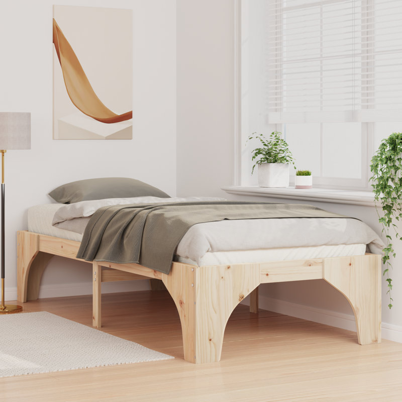 Solid Wood Bed, Brown, Single (3')