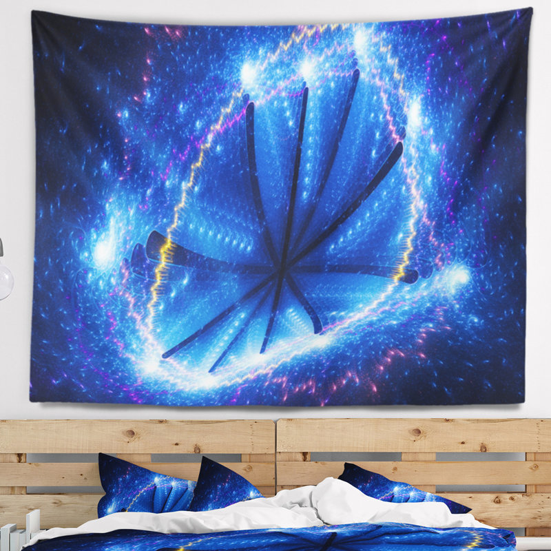 Tapisserie en étoile abstraite blue clusters, H 32 po x l 39 po