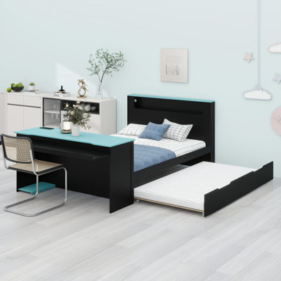All-In-One Wood Daybed With Sleep, Study & Store With Trundle, Desk