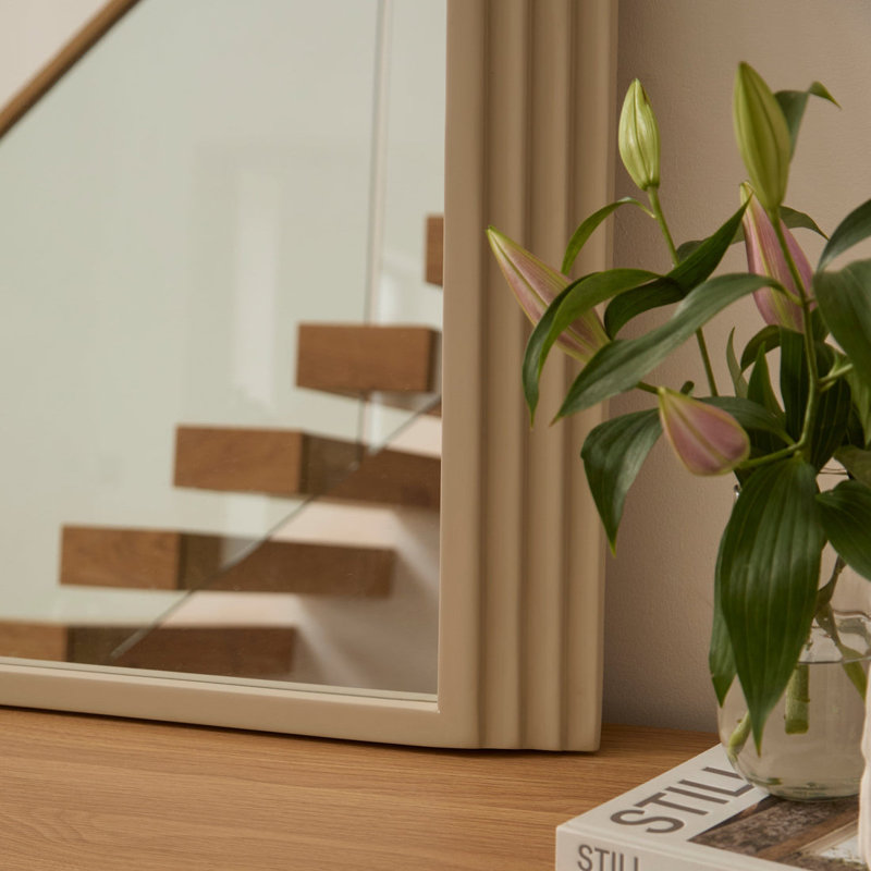 70cm Wooden Mirror, Arch, Taupe