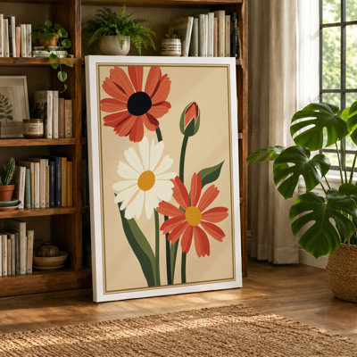 Daisy Specimens Study Botanical - Wrapped Canvas