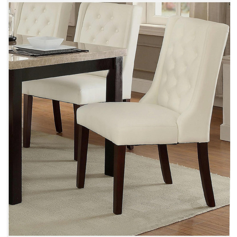 Ensemble de 2 chaises de salle à manger modernes en similicuir capitonné blanc